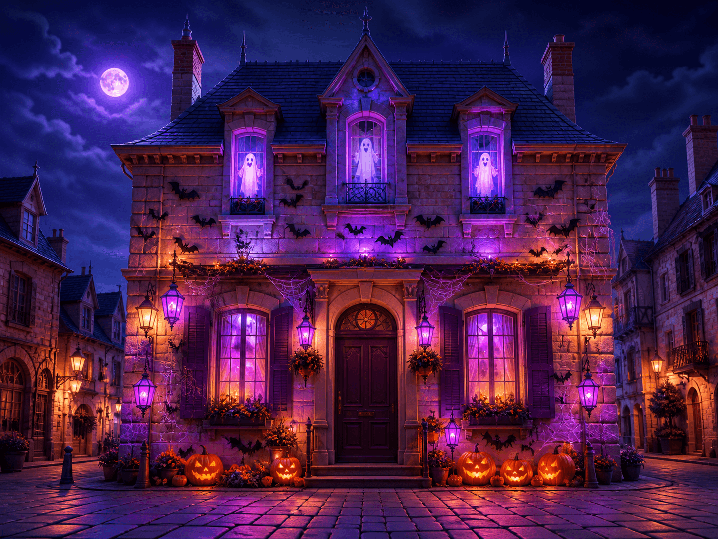 Maison décorée pour Halloween à admirer depuis la rue